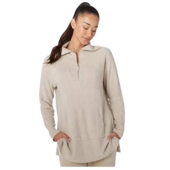 Barefoot Dreams Tops - Barefoot Dreams CozyChic Lite Tunic Womens 3X High Rib Half Zip Pullover NEW NWT
